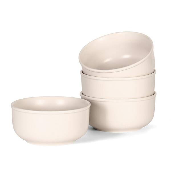 30 fl. oz. Cream Mist Matte Glazed Stoneware Cereal Soup Salad Bowls Microwave Dishwasher Safe (Set of 4)
