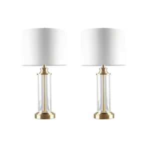 26 in. Golden Clarity Glass Cylinder Table Lamp (Set of 2)