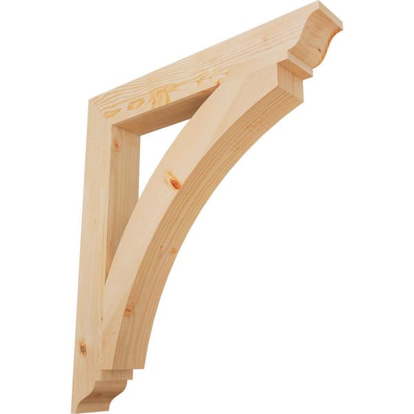 Ekena Millwork 3.5 in. x 32 in. x 28 in. Douglas Fir Thorton Traditional Smooth Bracket