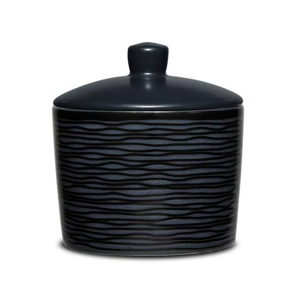 Noritake Colorscapes Black-on-Black Swirl 5.5 fl. oz. Black Porcelain Sugar Bowl