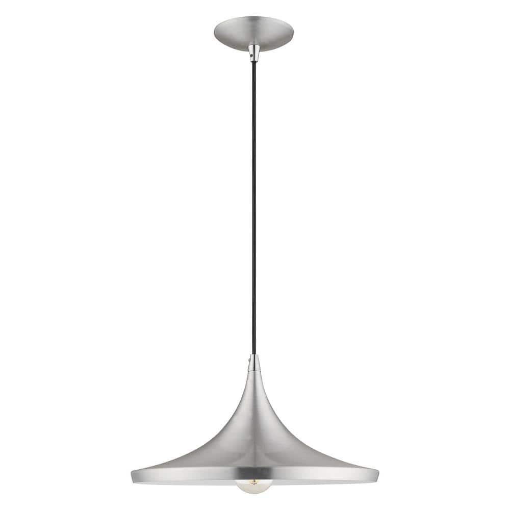 Contemporary Mini Pendant Light in Brushed Aluminum with White Interior