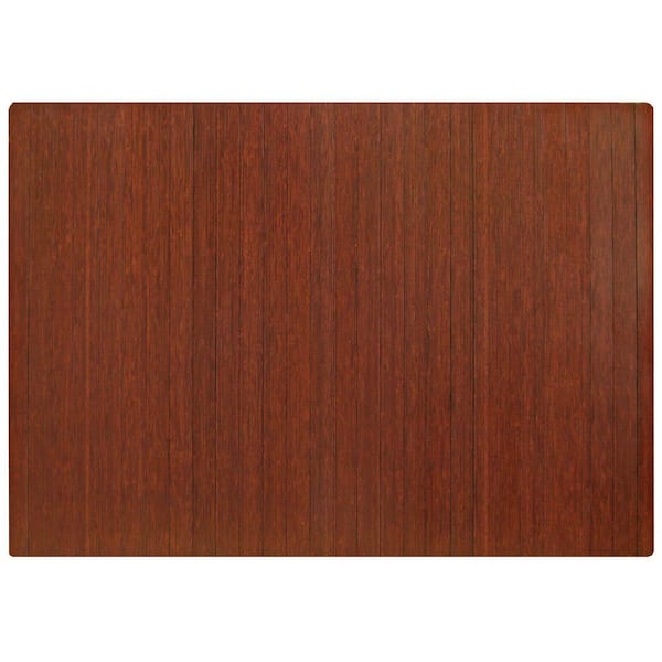 Anji Mountain Standard Dark Brown Mahogany 48 in. x 72 in. Bamboo Roll-Up Office Chair Mat without Lip