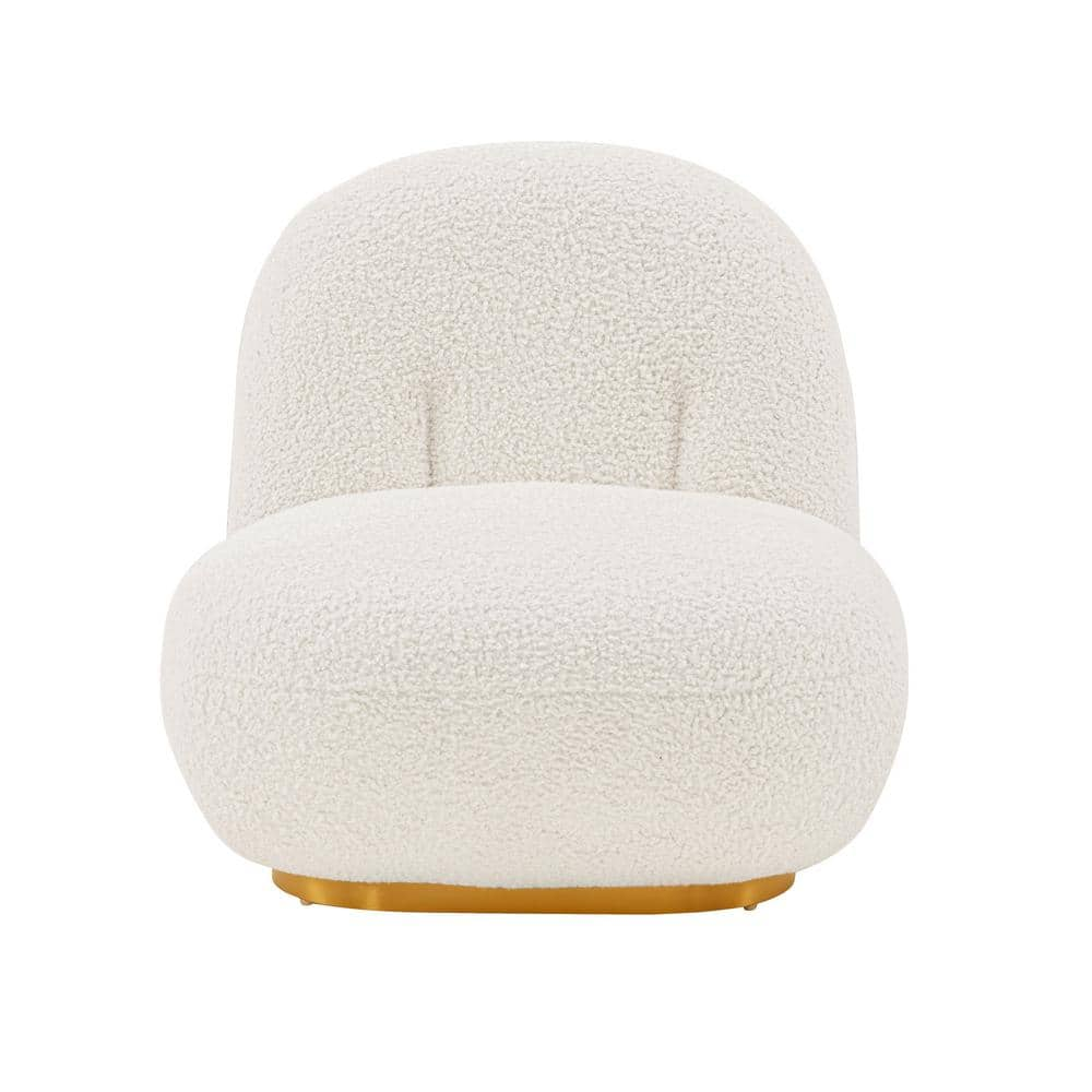 Manhattan Comfort Edina White Modern Boucle Fabric Upholstered Accent Chair