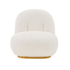 Edina White Modern Boucle Fabric Upholstered Accent Chair