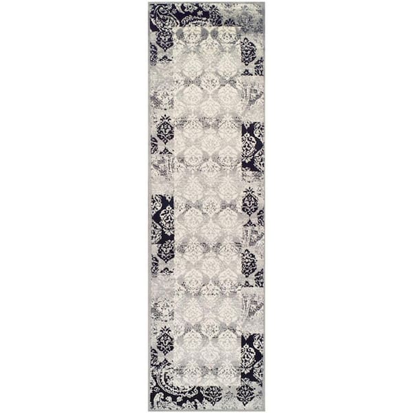 HomeRoots Bernadette Black and Gray 3 ft. x 8 ft. Loomed Geometric ...