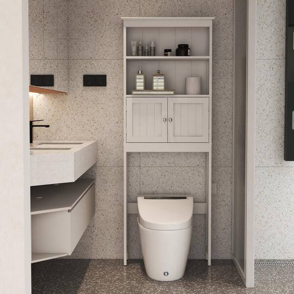 25 in. W x 77 in. H x 7.9 in. D Matte White Bathroom Over-The