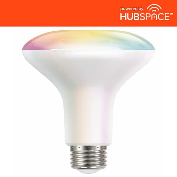 EcoSmart 65-Watt Equivalent Smart BR30 Color Changing CEC LED Light Bulb with Voice Control (1-Bulb) Powered by Hubspace