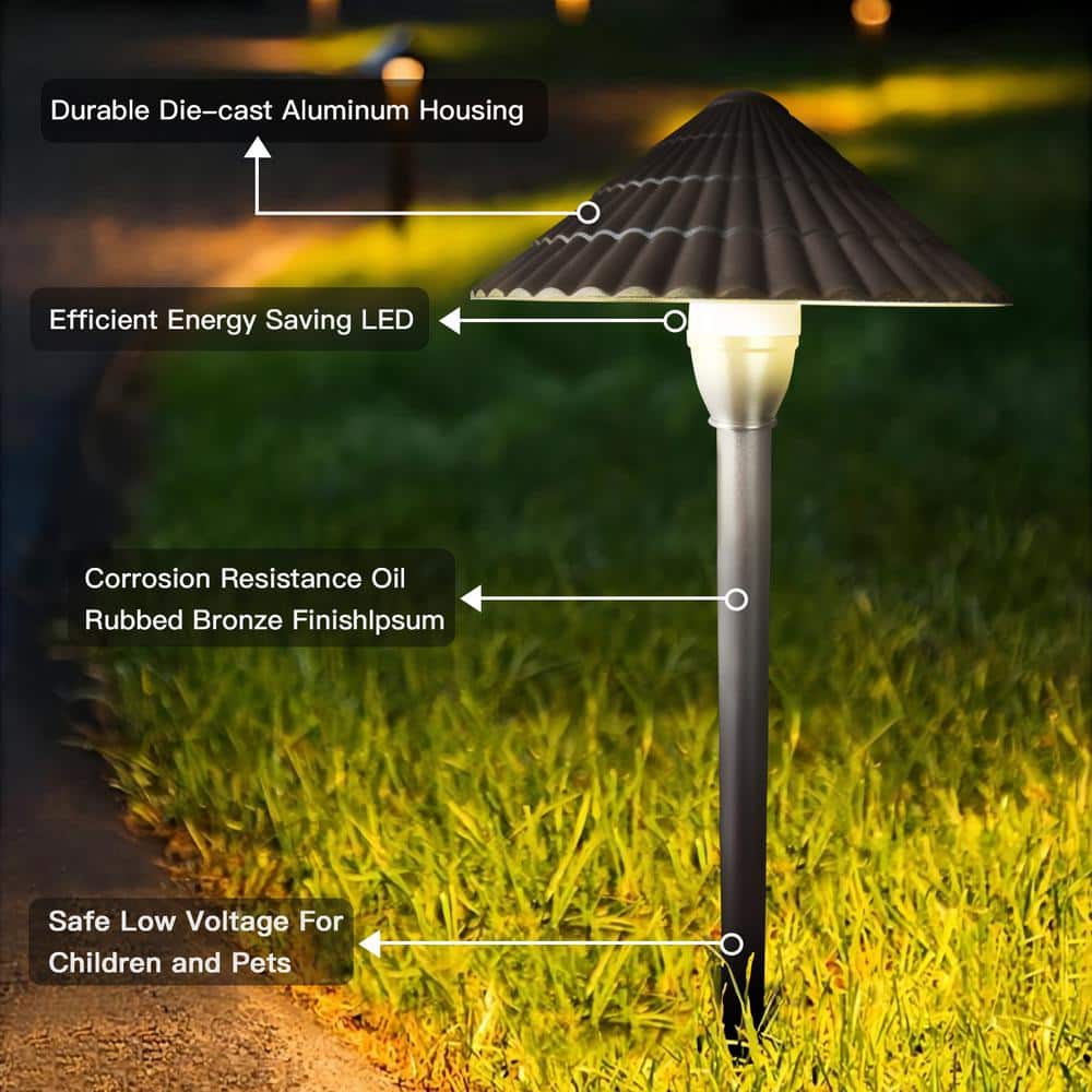 Bronze Aluminum LED Pathway Light Kit, 4 Pack