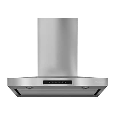 30 in. Wall Mount in 400 CFM Convertible Wall Mount Downdraft System in Stainless Steel with 4-Speed Canopy Hood