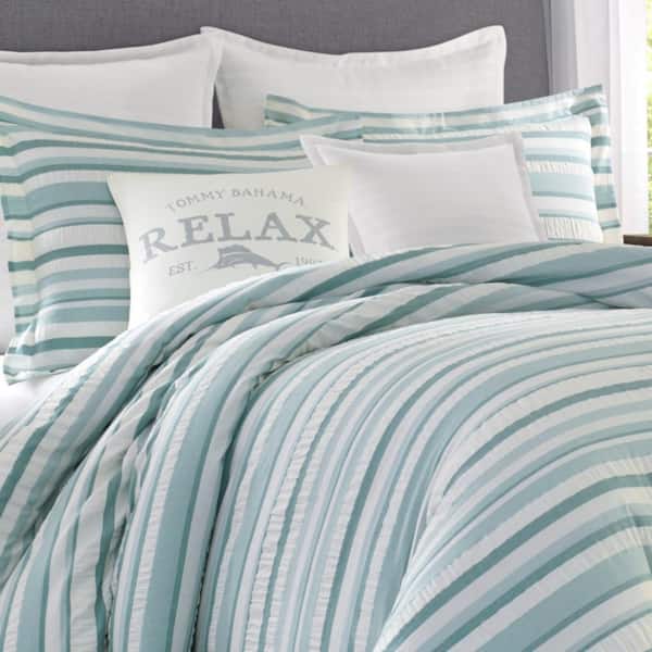 Clearwater Cay Blue Striped Seersucker Duvet Cover Set