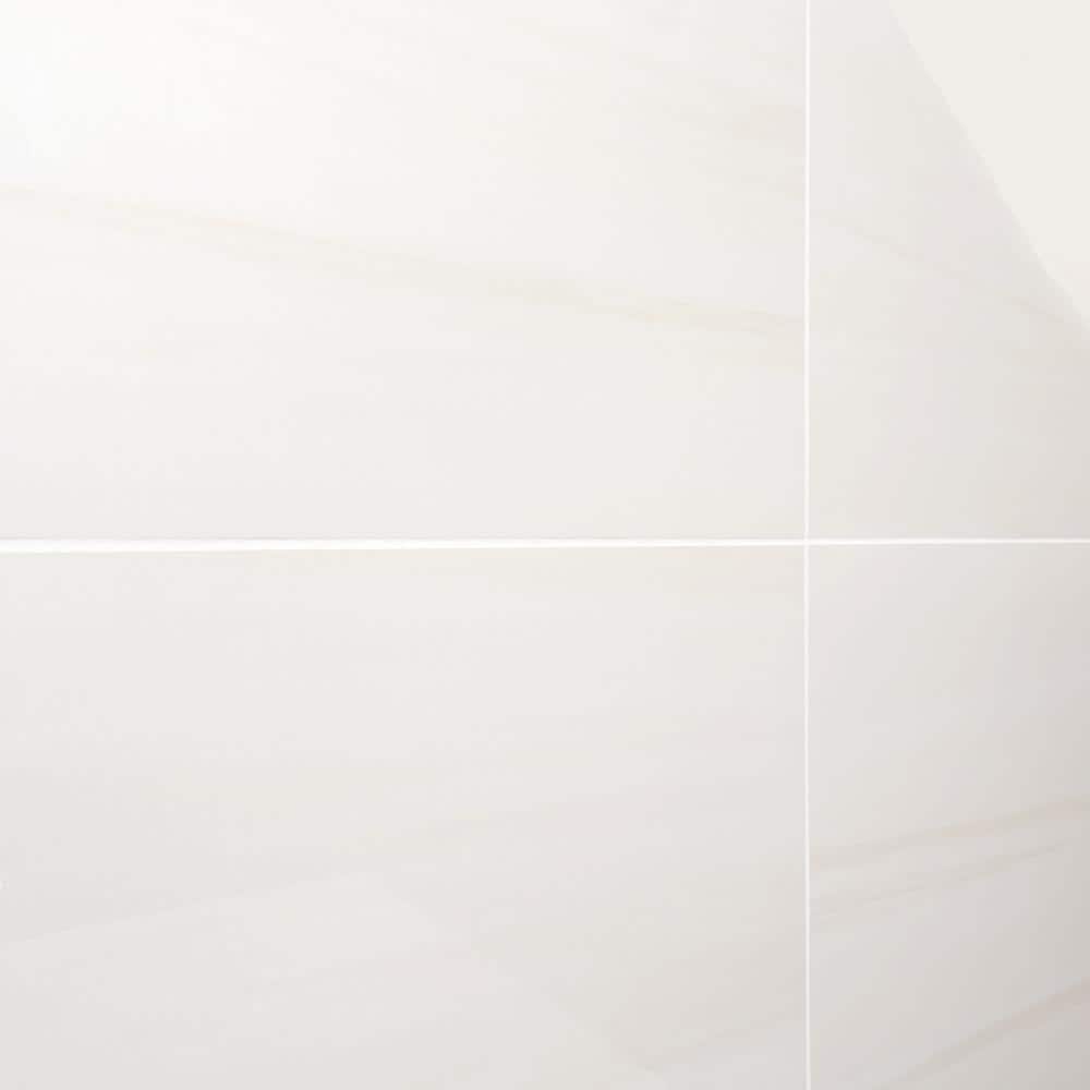 Terius Dolomite Warm White Polished Marble Look Porcelain Tile