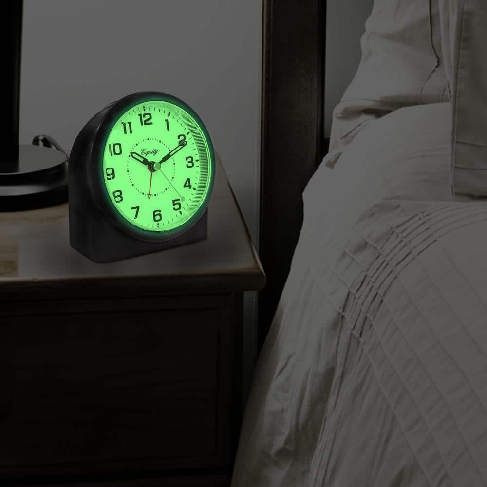 Equity Black and White Analog Alarm Clock with Night Vision