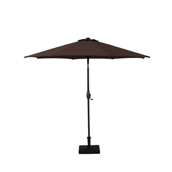 Unbranded 9 ft. Outdoor Market Patio Umbrella Table with 8 Sturdy Ribs Umbrella in Coffee