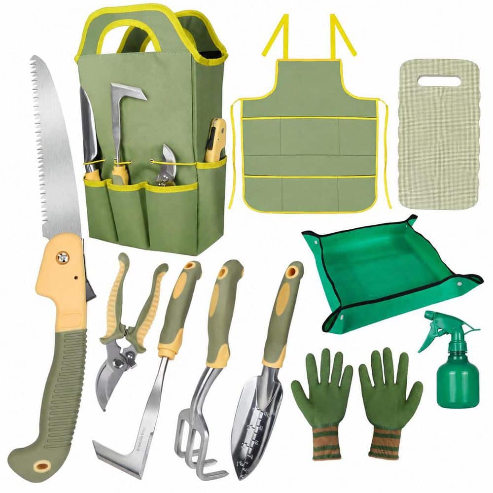 26-Piece Green Garden Tool Set with Ergonomic Non-Slip Grips, Tote Bag, Kneeling Pad and Repotting Mat & 15 Plant Tags price history on PriceWatchPro
