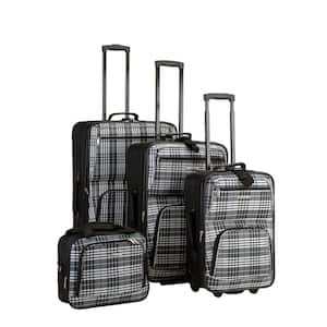 Beautiful Deluxe Expandable Luggage 4-Piece Softside Luggage Set, Blackcross