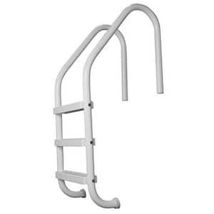 3 Rung Step Ladder Inground Pool Handrail with Polymer Finish, White