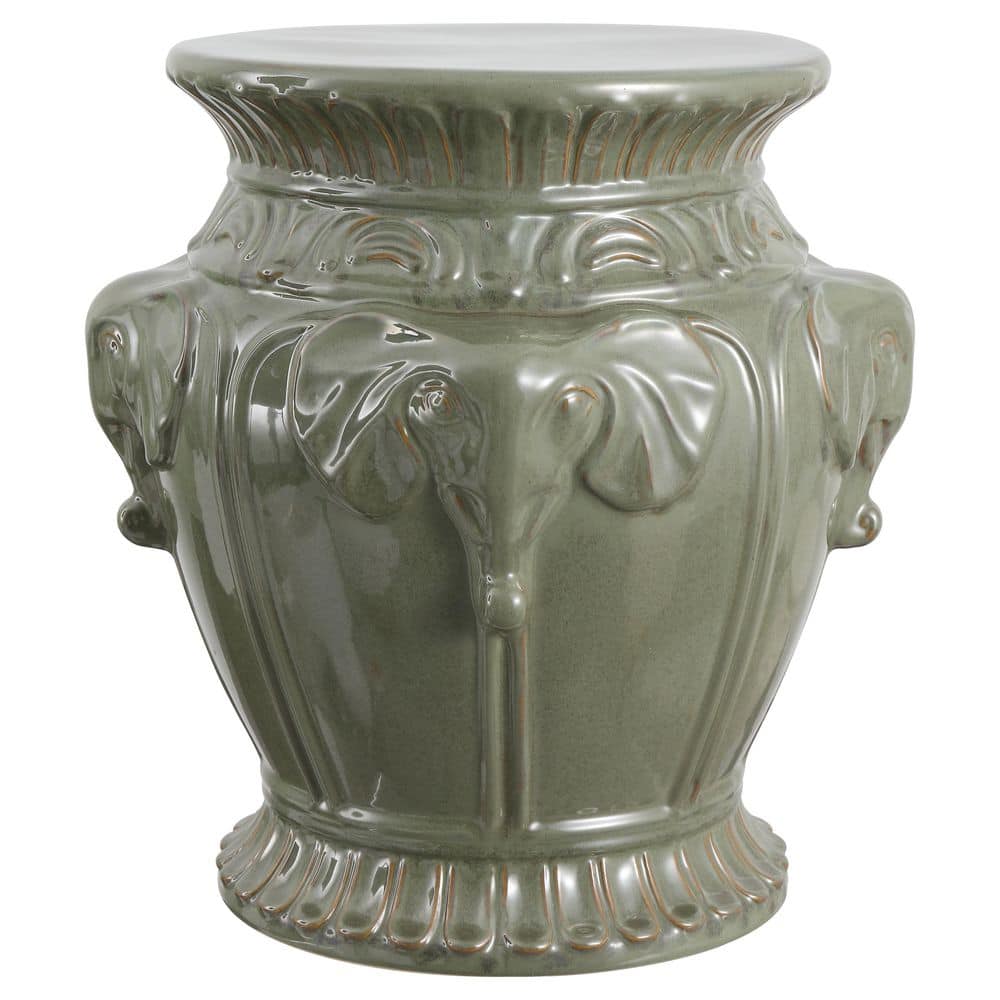 Anita 18 in. Classic Vintage Ceramic Indoor/Outdoor 4-Elephant Garden Stool, Antique Green price history on PriceWatchPro