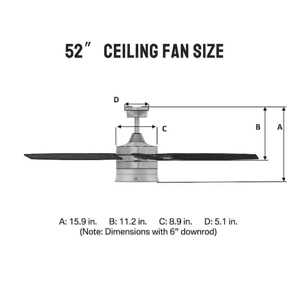 Ghost 52 in. Matte Black LED Ceiling Fan with Integrated Opal Light Kit and Remote Control