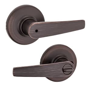 Delta Venetian Bronze Privacy Door Handle with Lock for Bedroom or Bathroom featuring Microban Technology