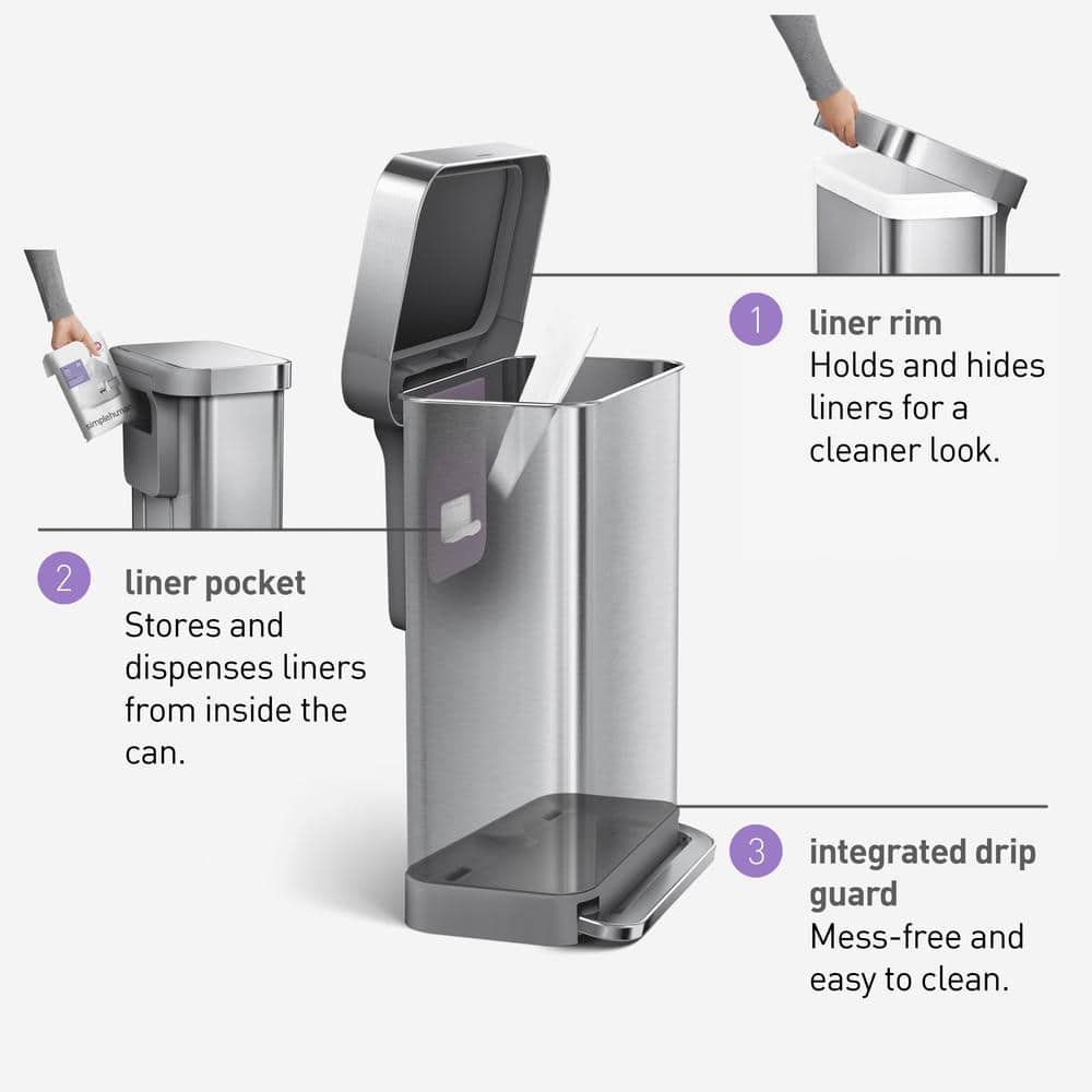 Fingerprint Resistant Stainless Steel Dual Compartment Pedal Trash Can