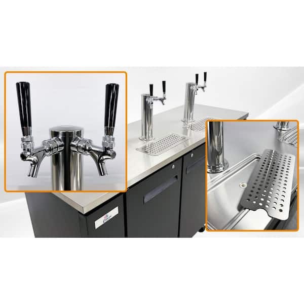 72.8 in. W Two Tower Four Taps Three Half Barrel Beer Keg Dispenser Refrigerator