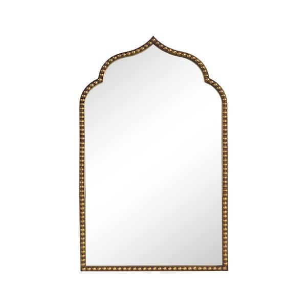 Dovelina 24 in. W x 36 in. H Arched Metal Iron Framed Vintage Classic Gold Wall Decorative Mirror