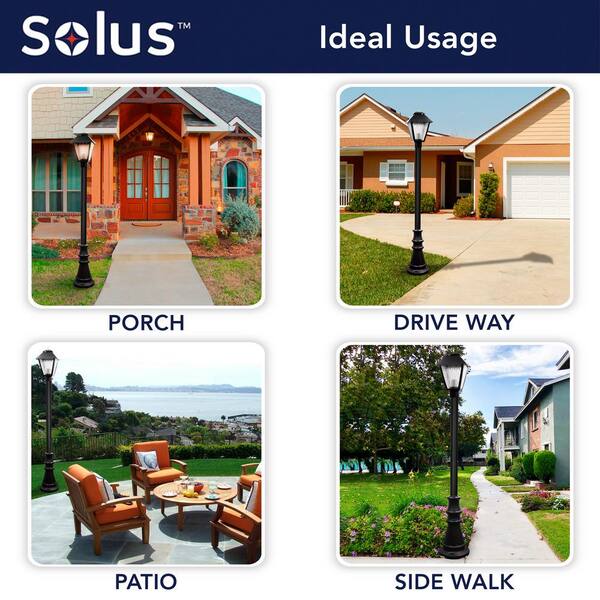 Solus 6 Ft Black Surface Mount Aluminum Lamp Post With Cast Base And Decorative Polymer Cover Hardware Included Sm6 Ncastp Bk The Home Depot Black Surface Mount Aluminum Lamp Post, Aluminum Lamp Post Base