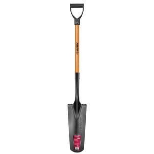 28 in. Wood Handle D-Grip Carbon Steel Drain Spade