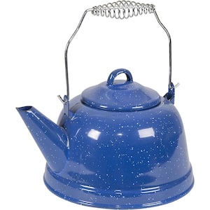 10-Cup Enamel Coated Steel Stovetop Gas Campfire Kettle in Blue 2.6 qt. Easy to Boil Water