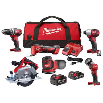 Milwaukee M18 18-Volt Lithium-Ion Cordless Combo Kit (6-Tool) with 2 ...