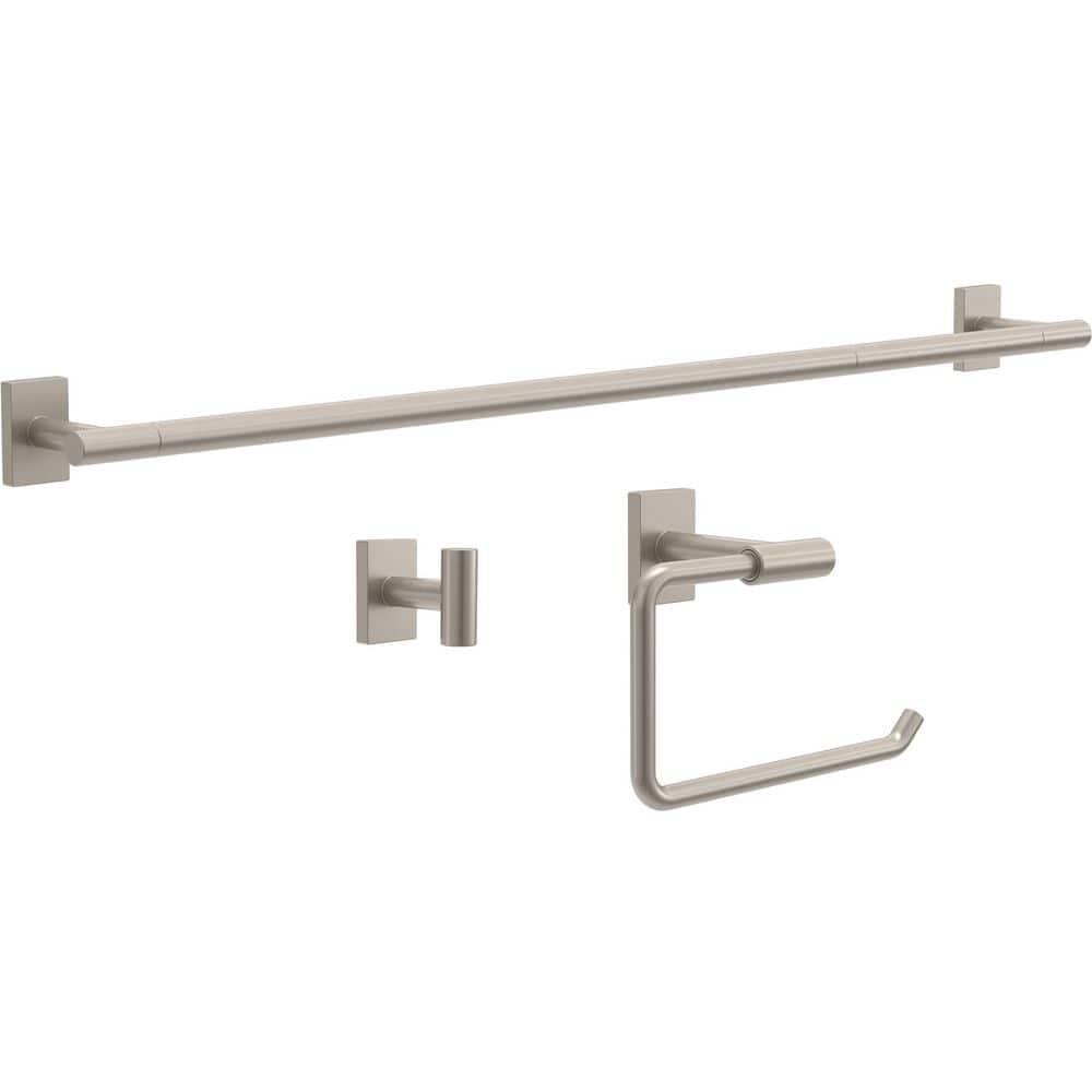 Hartwell 3-Pc Bath Hardware Set 18 to 24 in. Towel Bar, Toilet Paper Holder/Towel Ring, Hook in Satin Nickel price history on PriceWatchPro