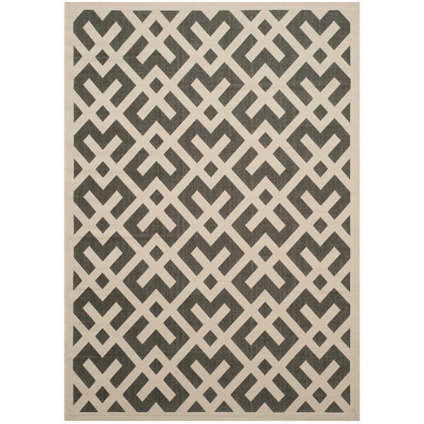 SAFAVIEH Courtyard Black/Beige 5 ft. x 8 ft. Geometric Indoor/Outdoor Patio  Area Rug