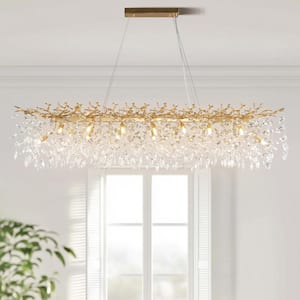 Modern Chandelier 60 in.16-Lights Gold Luxury Crystal Linear Chandelier for Dinning Room, Kitchen Island, Foyer, Bedroom