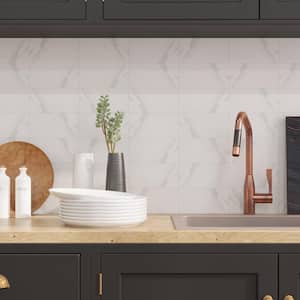 Florence Individual White Marble 4 in. x 8 in. Vinyl Peel and Stick Tile Backsplash (4.81 sq. ft./23-Pack)