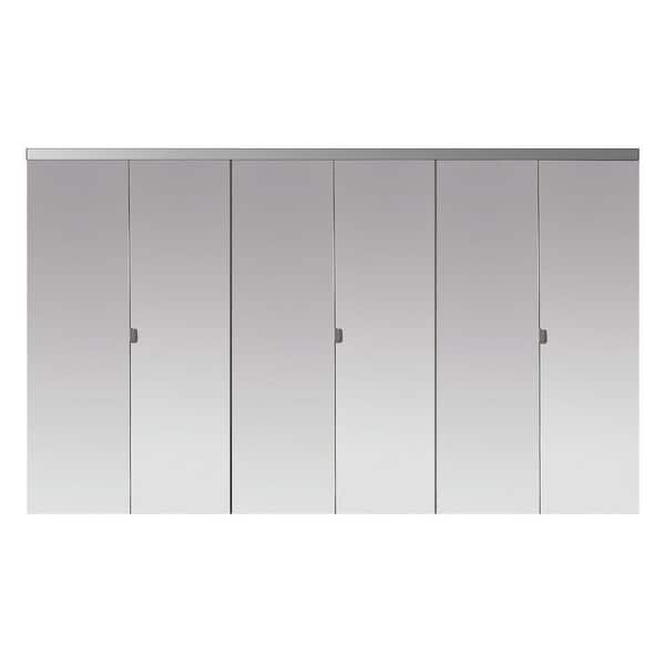 Impact Plus 78 in. x 96 in. Polished Edge Mirror Solid Core MDF Interior Closet Bi-Fold Door with Chrome Trim