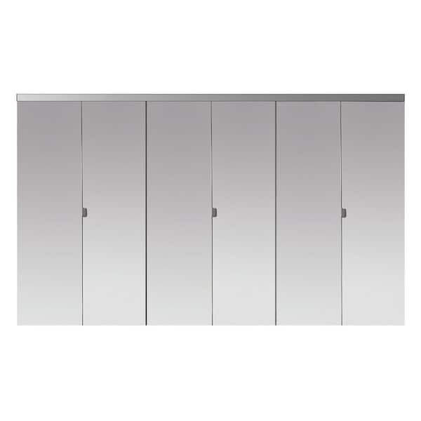 Impact Plus 96 in. x 80 in. Polished Edge Mirror Solid Core MDF Interior Closet Bi-Fold Door with Chrome Trim