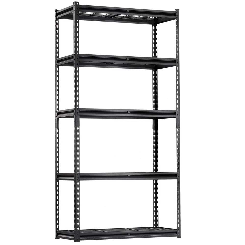 5 Tiers Metal Adjustable Household Shelving Unit, Heavy Duty Garage Rack in Black (36 in. W x 72 in. H x 16 in. D) price history on PriceWatchPro