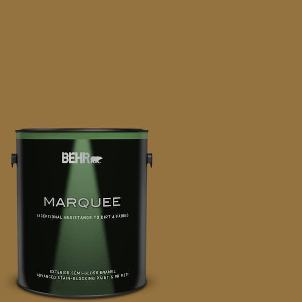 BEHR MARQUEE 1 gal. #330D-7 Sconce Gold Semi-Gloss Enamel Exterior Paint & Primer