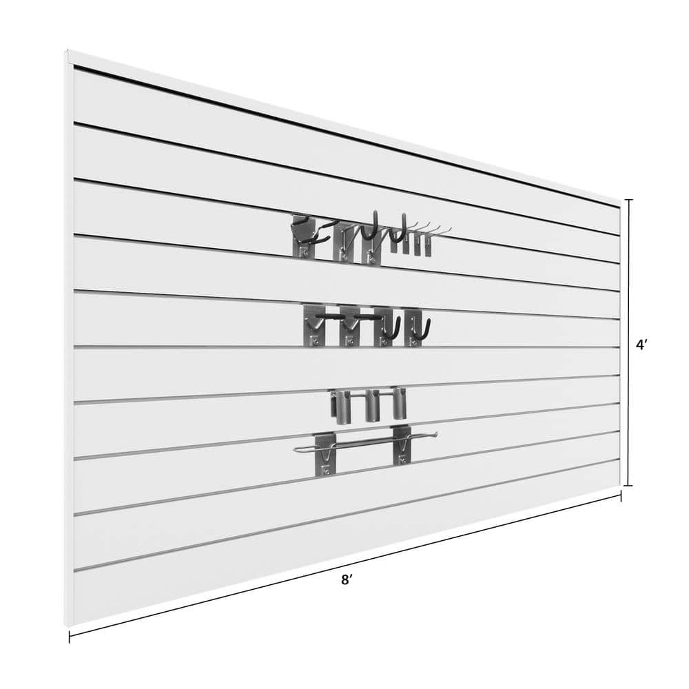 PVC Slatwall 8 ft. x 4 ft. White Sports Bundle (12-Piece) - 3