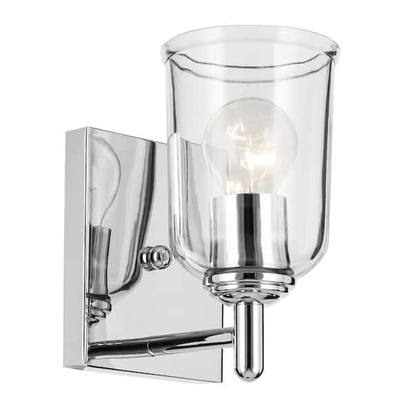 KICHLER Shailene 1-Light Chrome Bathroom Indoor Wall Sconce Light with Clear Glass Shade