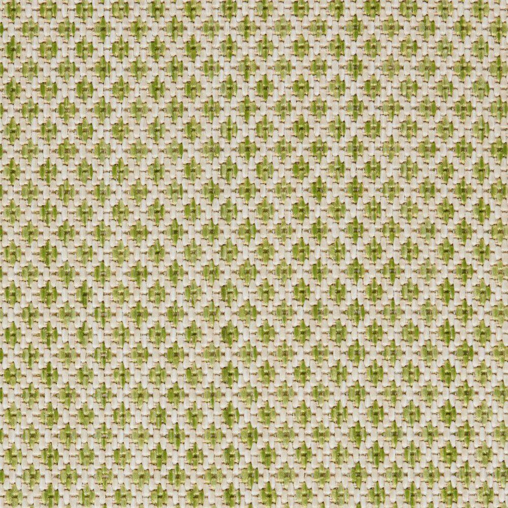 Ivory Green Geometric 5' x 7' Synthetic Easy Care Rug
