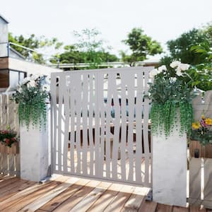 72 in. Galvanized Steel Garden Outdoor Fence Privacy Screen Garden Screen Panels Jungle in White