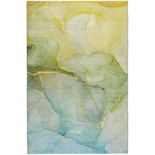 Dream Shag Premium Machine Washable Abstract ADS508 Green 9 ft. x 12 ft. Area Rug