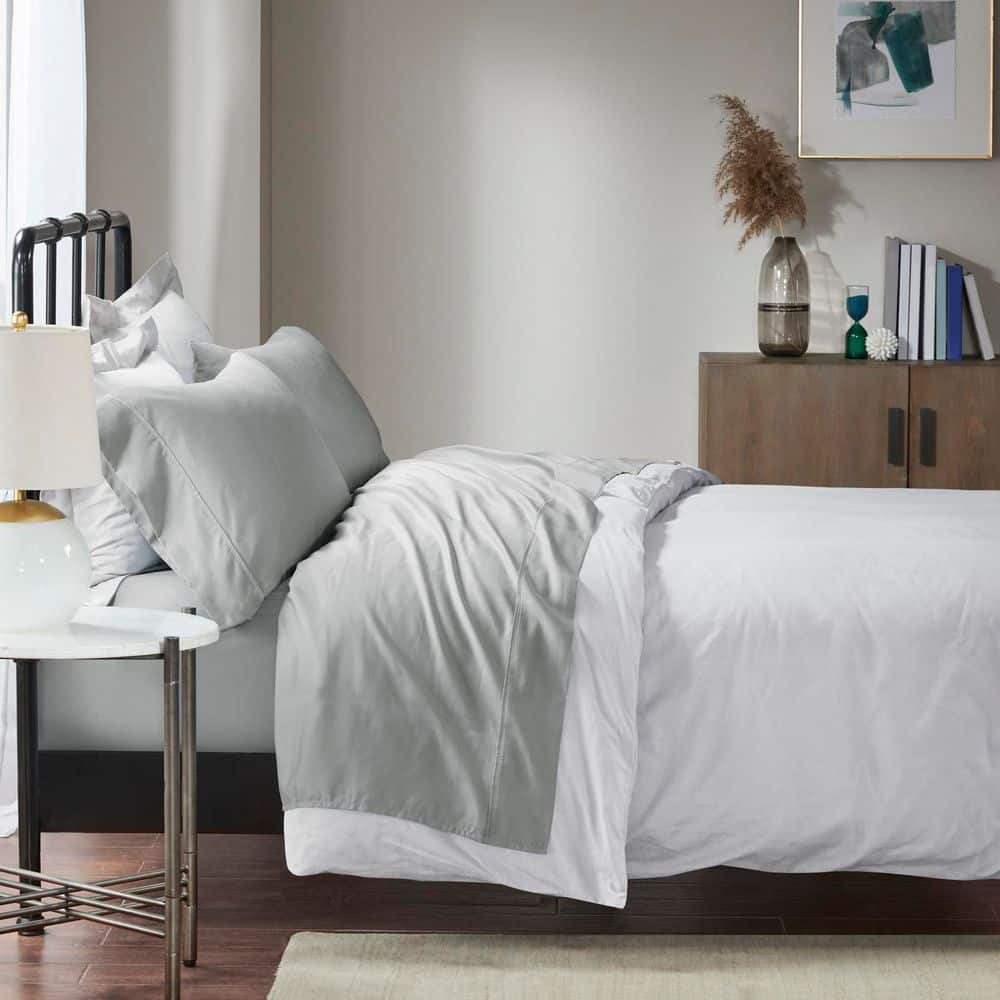 1500 Thread Count Gray Cotton Blend King Pillowcase Set