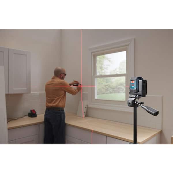 Bosch 50 ft. Dual Power Battery Red Beam Self-Leveling Cross-Line Laser Level