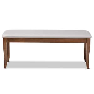 Cornelie Grey and Walnut Fabric Dining Bench