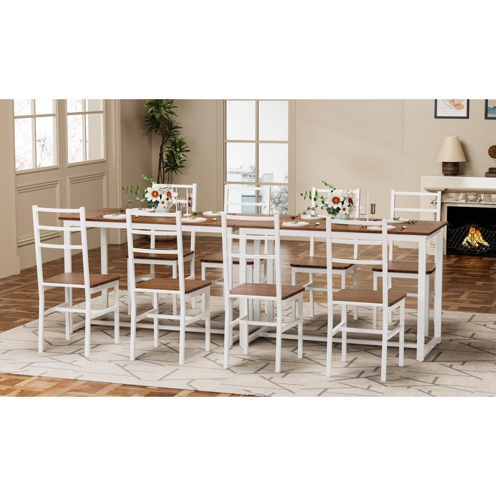 5-Piece Rectangular Brown MDF Top Dining Table Set for 4 Modern Dinette ...