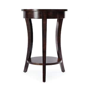 Holdin 18 in. W Dark Brown Round Wood End/Side Table
