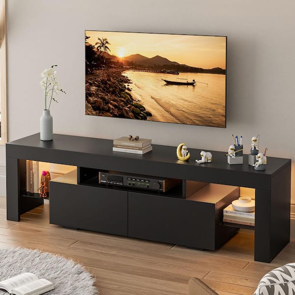 LACOO 62 in. Cyber Vibe Black TV Stand Fits TV's up to 70 in LACOO 62 in. Cyber Vibe Black TV Stand Fits TV's up to 70 in