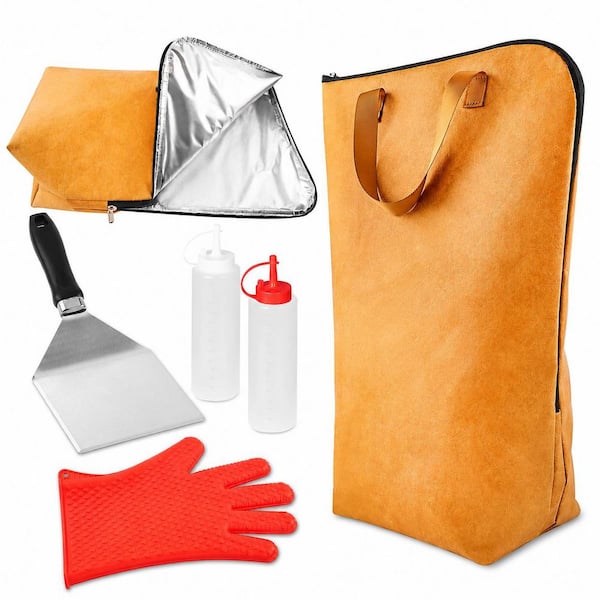 5 Piece Black Grill Accessories Kit with Insulated Heat Retention Meat Resting Blanket and Heavy Duty Spatula